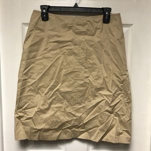 Knee length khaki zip up skirt